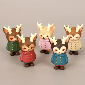 

5pcs Cute Deer Doll Animal Figurine Model Home Decor Miniature Toy Craft Ornament Garden Fairy Decoration Glass DIY Accessories