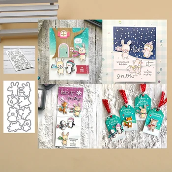 

Lucky Goddess Animals in snow Metal cutting dies and stamp Scrapbook paper craft knife mould blade punch stencils dies 2019