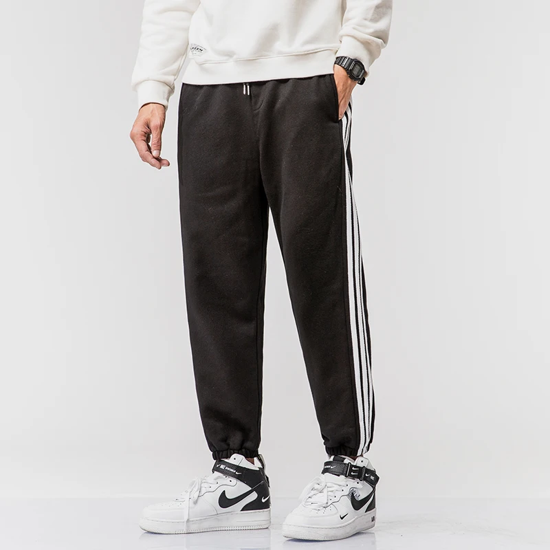 Мужские брюки из хлопка и полиэстера удобные повседневные тренировочные штаны в