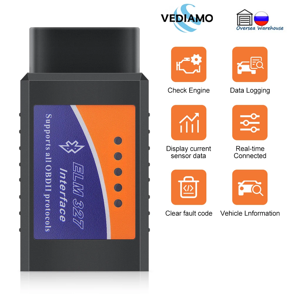 ELM327 V1.5 Bluetooth с PIC18F25K80 автомобильный диагностический инструмент OBDII считыватель