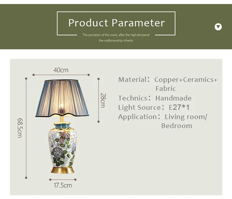 Медная настольная лампа, прикроватная лампа, Цзиндэчжэнь, керамическая лампа, роскошные настольные лампы для гостиной, декорированные спальни, светодиодные лампы