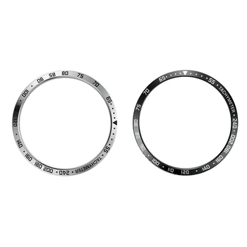 

2 Pcs for Samsung Galaxy Watch 46Mm Smart Watch Bezel Ring Adhesive Cover Anti Scratch Metal Ring, Black & Silver