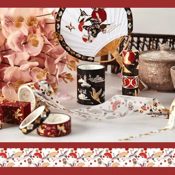 

5 Pcs Decorative Retro Divine Gold Washi Tape Japanese Paper Stickers Birthday Party Wedding Supplies cake Decoration Sticker