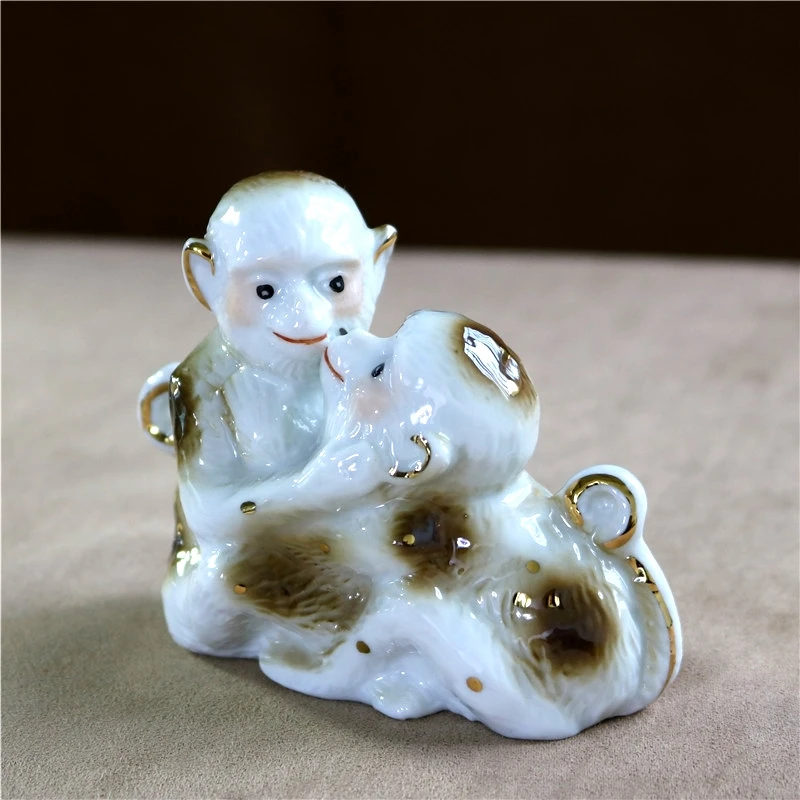 꿀 도자기 원숭이 연인 그림 세라믹 커플 원숭이 동상 공예 장식품, 발렌타인 데이 장식 웨딩 기념품
