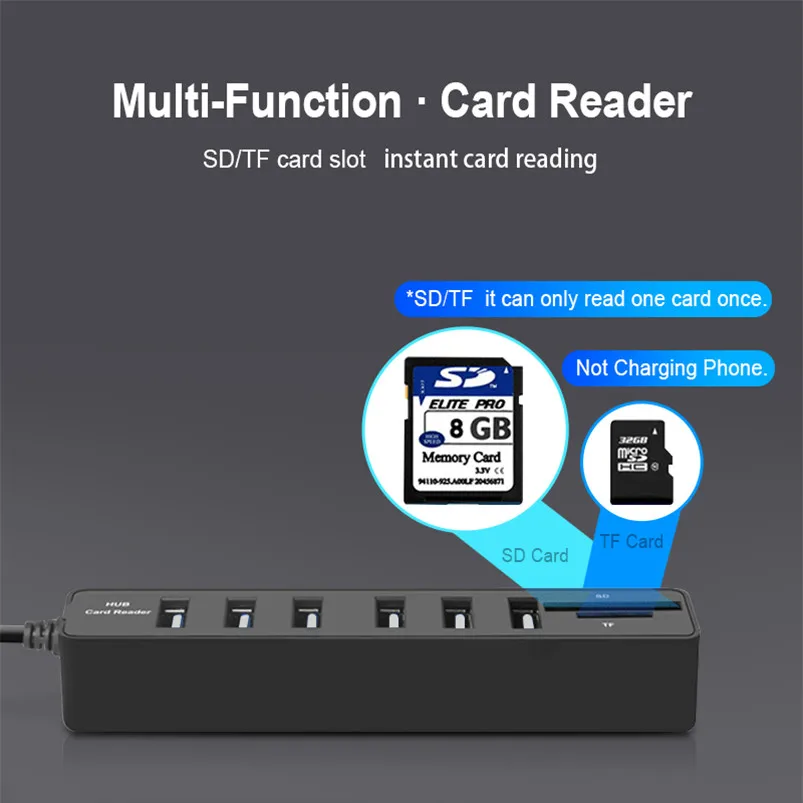 Usb хаб 3 0 Multi USB Hub 2 Разделитель с / 6 портами Hab высокоскоростной Micro TF/SD кардридер