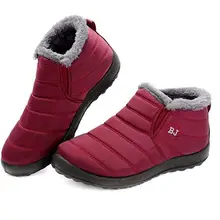 Зимние женские нескользящие Водонепроницаемые зимние ботинки; уличные ботинки для катания на лыжах; Теплая обувь; зимние ботинки для девочек и женщин; Цвет Красный