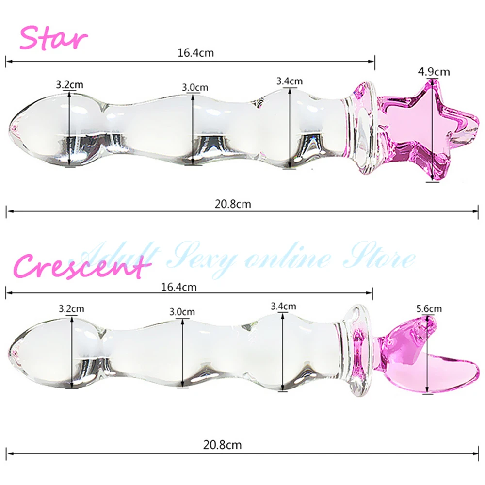 Crystal Glass Dildo Heart Buttplug Vaginal Anal Stimulation Beads Penis for Women Anus Plug Sex Toys