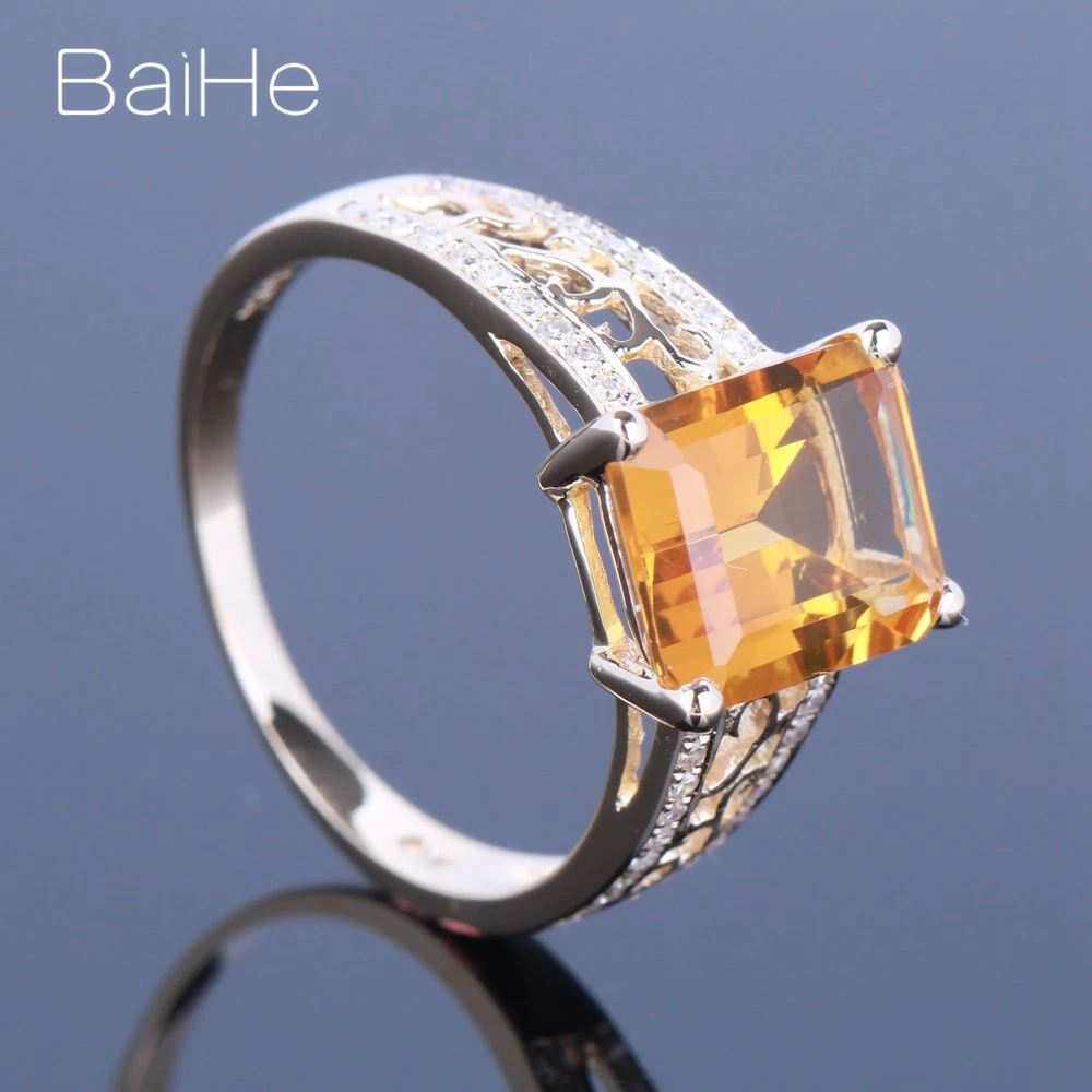 BAIHE Solid 14K желтое золото(AU585) 1.77CT Сертифицированный безупречный настоящий цитрин свадебные женские модные ювелирные изделия Подарочное кольцо