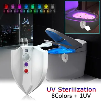 

LED Toilet Seat Night Light Motion Sensor WC Light AAA Battery Powered UV Germicidal Sterilizer Light For Toilet Bowl