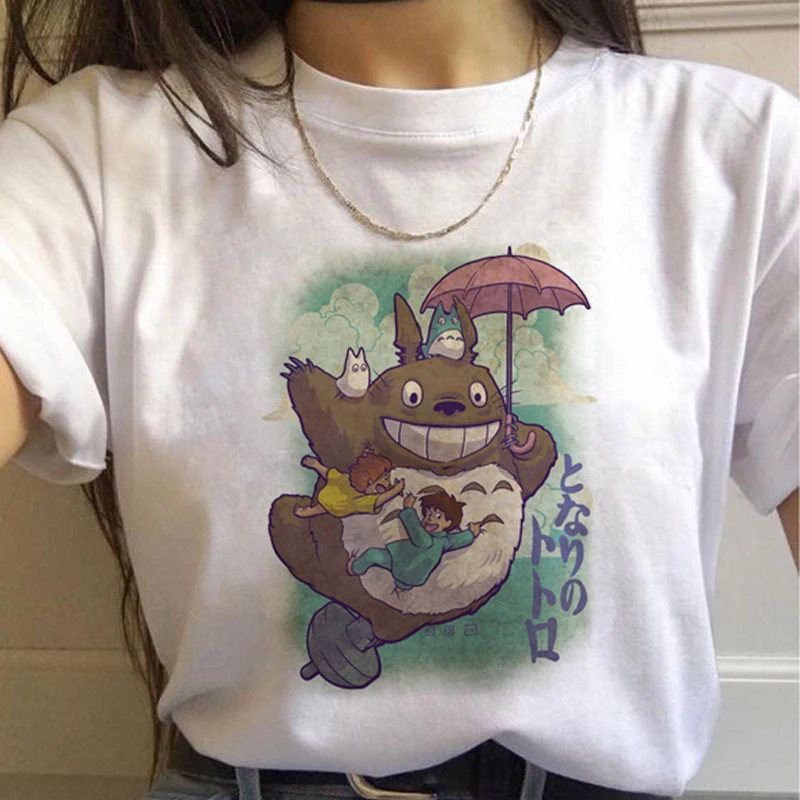 7742 Totoro Studio Ghibli Harajuku футболка женская Miyazaki Hayao Ullzang Kwaii футболка с рисунком 90s футболка "Аниме" модная футболка женская - Цвет: 7742