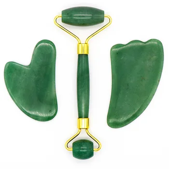 

Facial Care Green Quartz Massage Roller Gouache Scraper for Facical Massage 100% Natural Jade Guasha Scraper Face Massage Roller