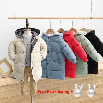 

Children's Down Coat Winter Teenage Baby Boys Girls Cotton-padded Parka & Coats Thicken Warm Long Jackets Toddler Kids Outerwear