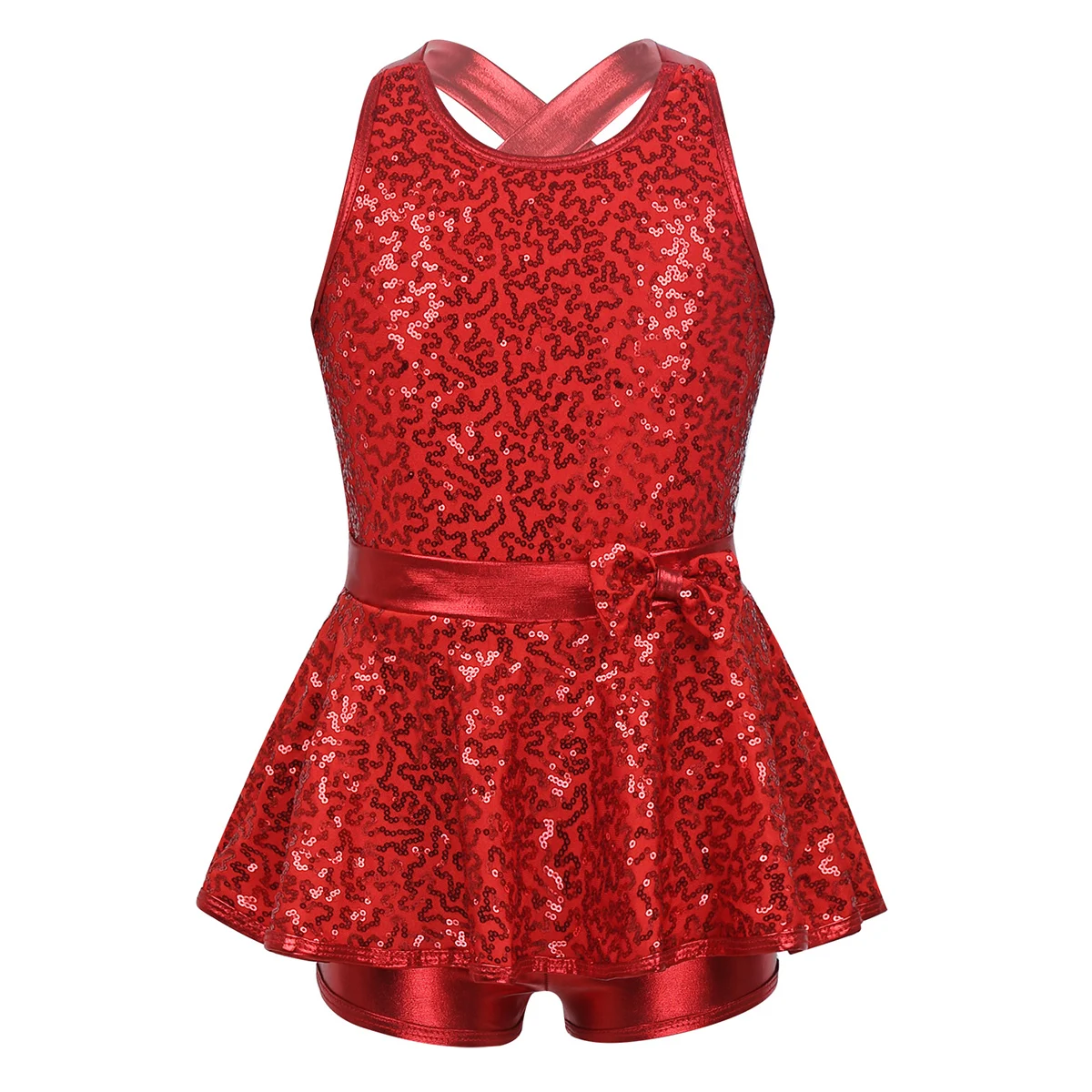 Детская одежда для девочек в стиле джаз Современная Одежда для танцев с Блестками Блестящие Бантом балетное платье, гимнастический купальник детская балетная костюмы - Цвет: Red