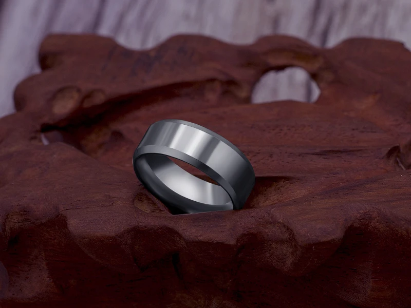 Modischer Edelstahlring Für Damen Und Herren, 8mm Schwarz_voghion.com