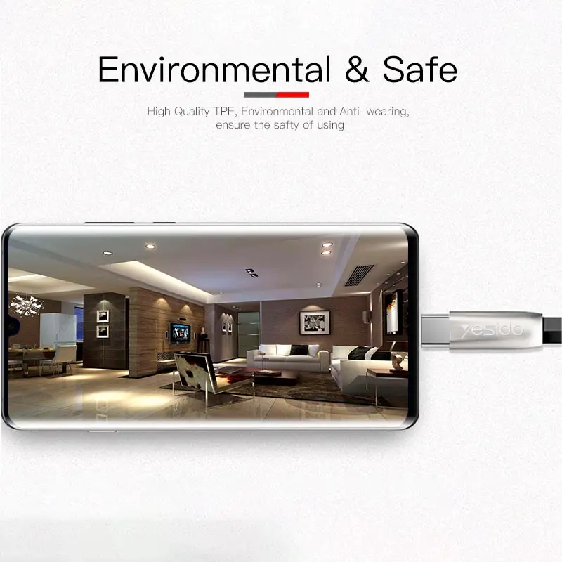 Yesido usb type-C кабель для быстрой зарядки 2.4A для huawei mate 30 samsung S10 S9 S8 1,2 M type-C кабель для Xiaomi mi 8 A2 Red mi Note 7