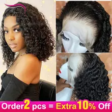 Elva волосы 13x6 кружевные передние человеческие волосы парики предварительно выщипанные с детскими волосами для черных женщин бразильский короткий боб вьющиеся волосы remy парики