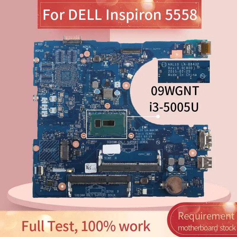 CN-09WGNT 09WGNT материнская плата для ноутбука DELL Inspiron 5458 5558 5758 I3-5005U HDMI фонарь 10 SR244 DDR3L |