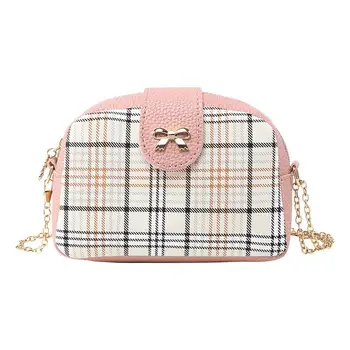 

2020 Spring Summer New Women's Phone Bag Plaid Coin Purse Shell Small Crossbody Bag Girl's Fashion Retro Female Shoulder Bag