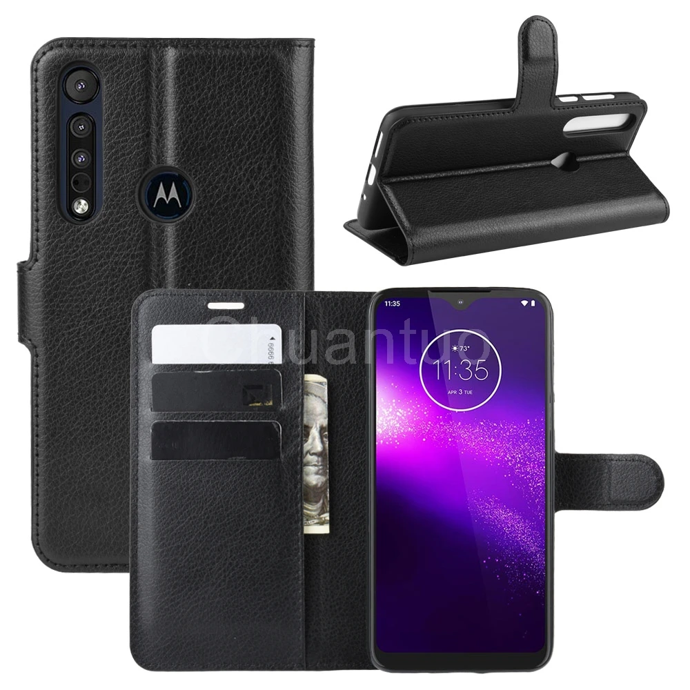 Чехол книжка из искусственной кожи для Motorola Moto One Macro флип кошелек чехлы телефонов