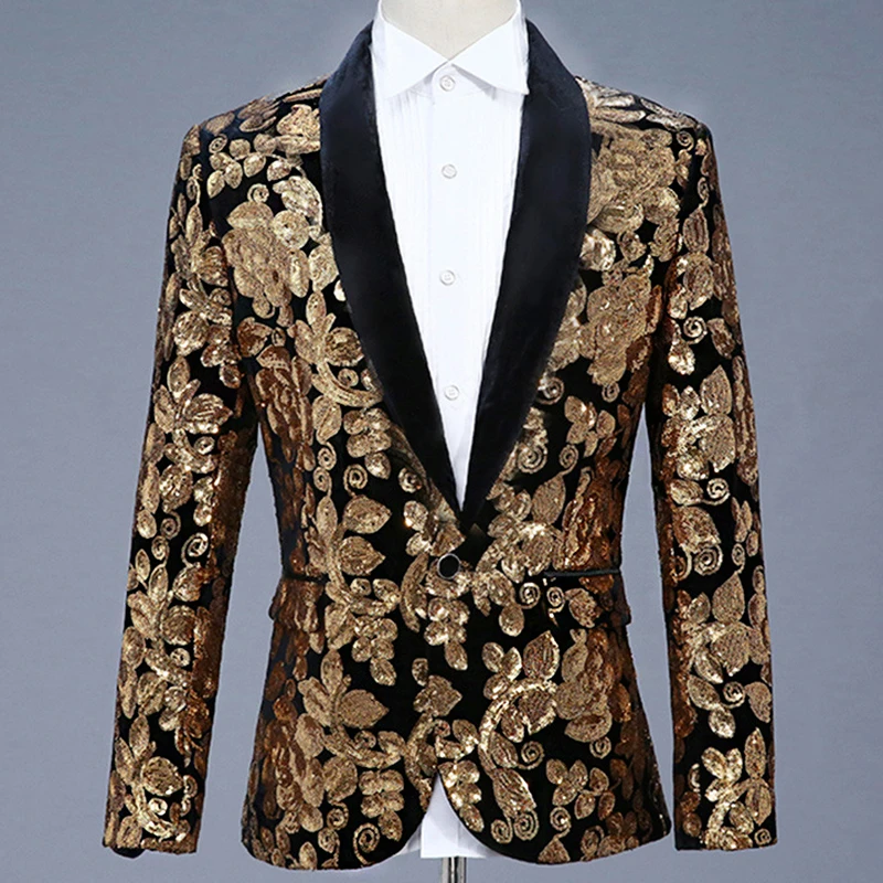 New Man Bling Sequins Patchwork Full Sleeve Fashion Blazer Coat Casual Performance Wedding Party Blazer xz056 New Man Bling Sequins Patchwork Full Sleeve Fashion Blazer Coat Casual Performance Wedding Party Blazer xz056