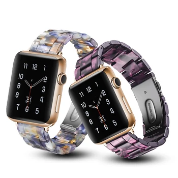

Resin strap For Apple watch band 44 mm 40mm iwatch 4 3 2 band 42mm 38mm stainless steel buckle anti-ceramic Watchband bracelet