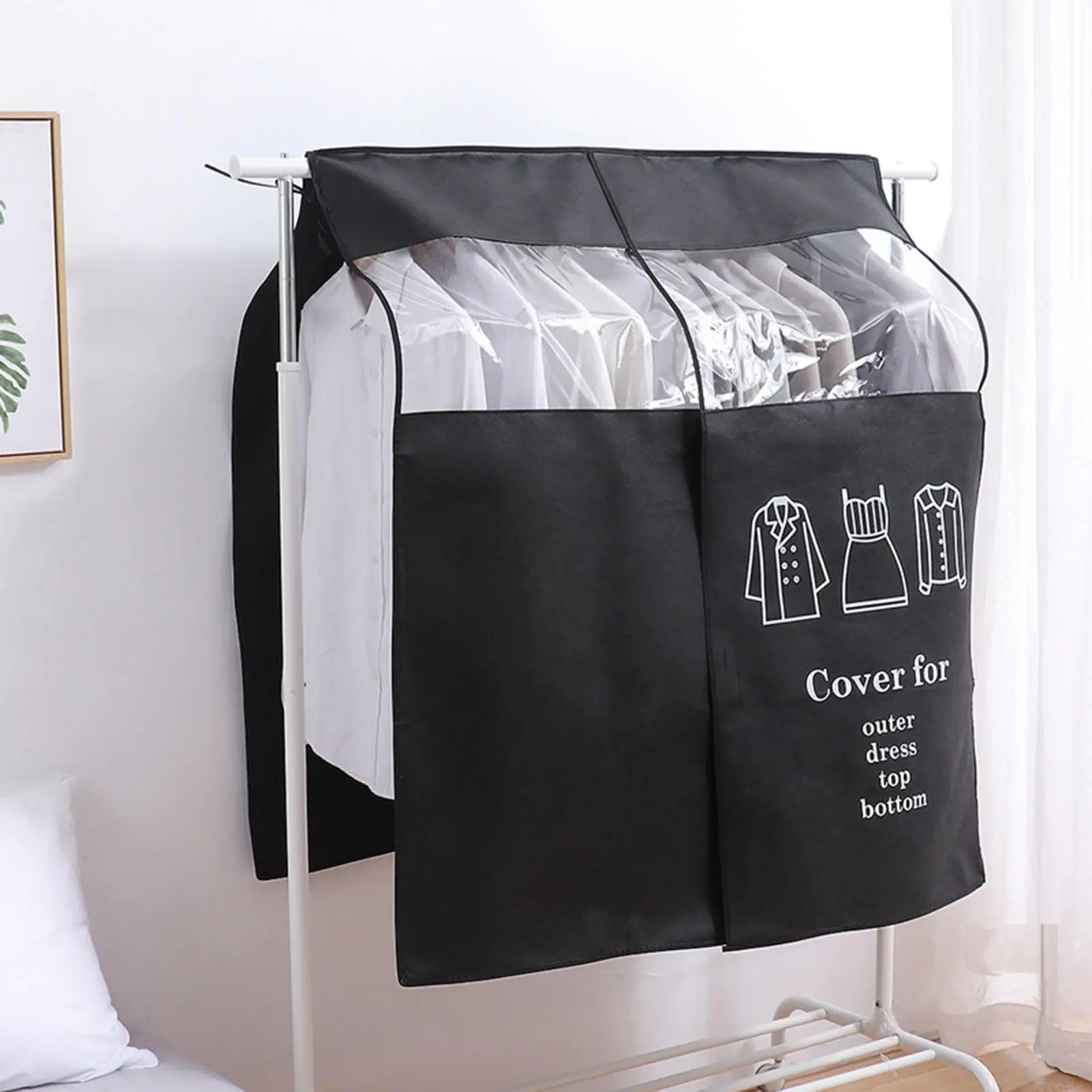

HOT SALES!!! New Arrival Non-woven Fabric Hanging Cloth Wardrobe Suit Coat Transparent Window Dust Cover Wholesale Dropshipping