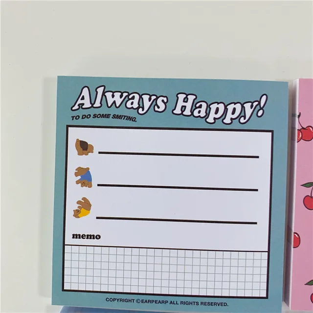 50 Sheets Cute Ins Bear Sticky Notes Loose Leaf Decoration Memo Pad Planner To Do List School Office Paper Notepad Stationery 1Pc 50 sheets G