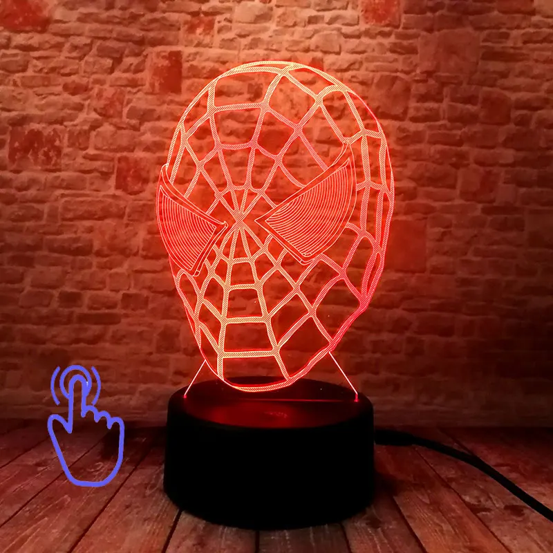 Touch Switch Marvel Железный человек фигурка 3D Иллюзия светодиодный ночной Светильник Красочные светильник Мстители завершающей фигура Халка маска Железного человека модель игрушки - Цвет: Touch Switch
