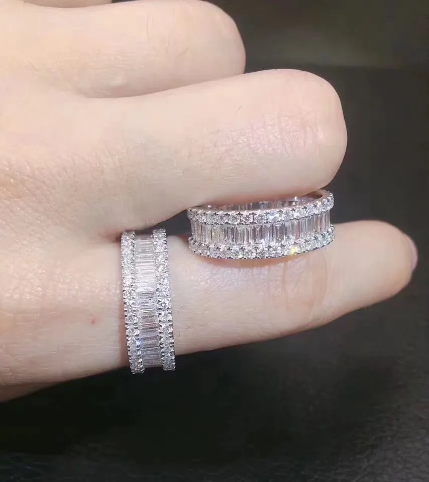 ring Роскошный браслет, браслет с квадратным камнем, обручальный браслет для женщин, свадебные украшения, имитация бриллианта, белое золото - Цвет камня: ring