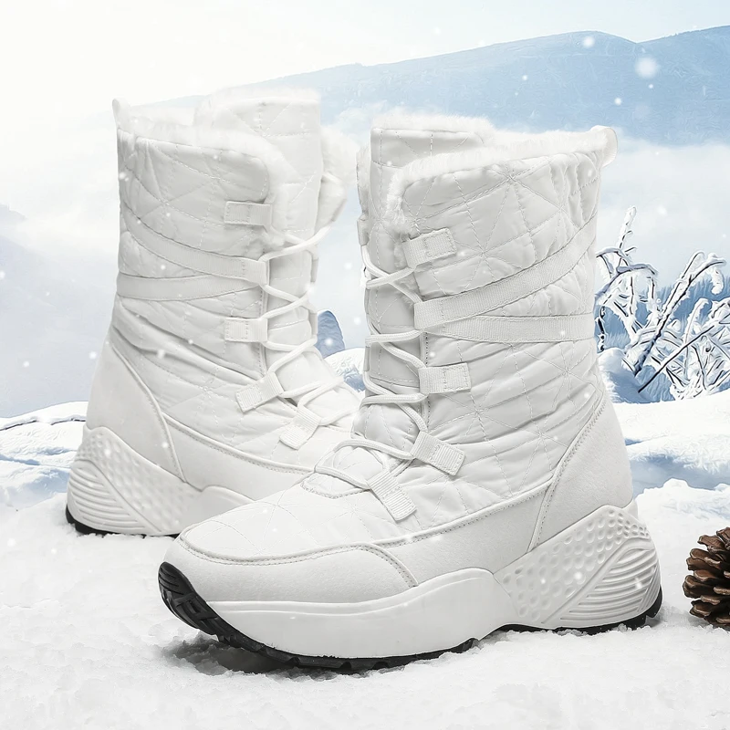 

2020 New Women Boots Winter White Snow Boot Short Style Water-resistance Upper Non-slip Quality Plush Black Botas Mujer Invierno