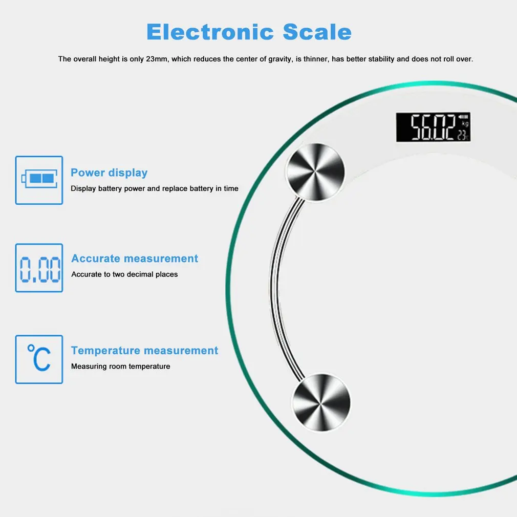 Электронные весы, бытовые весы для ванной, ЖК-дисплей, закаленное стекло, подсветка, цифровой дисплей, весы, питание от батареи