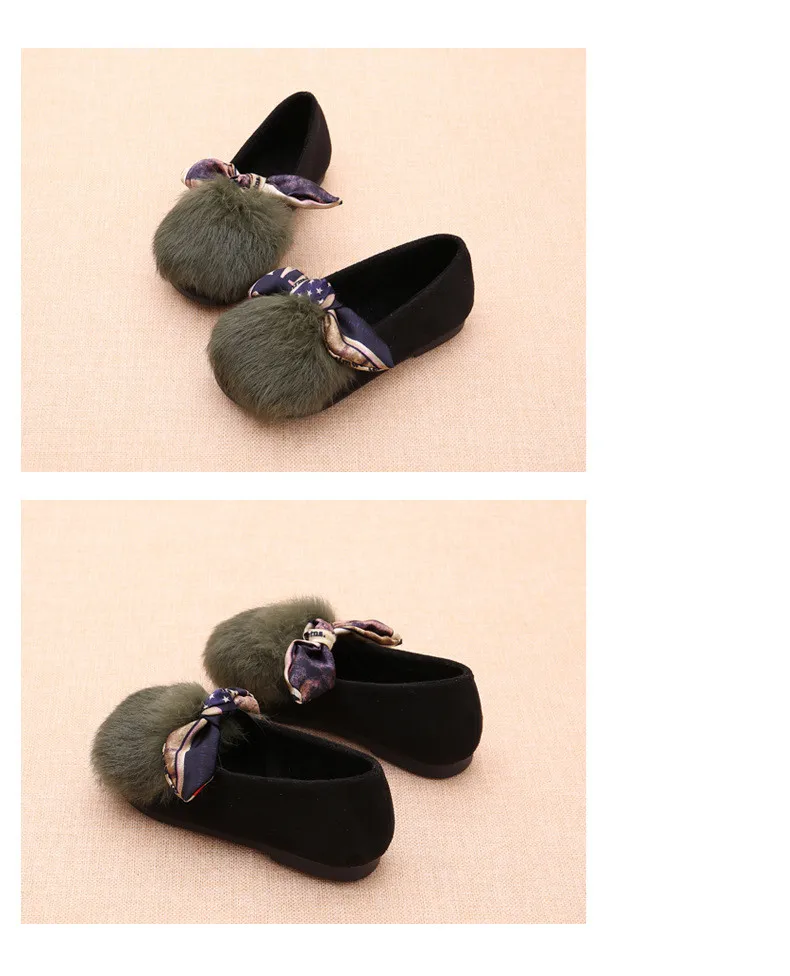 Scsech/зимние детские повседневные утепленные кожаные ботинки с бантиком и кроличьим мехом; теплые плюшевые сапоги для девочек с мягкой подошвой; SCM16