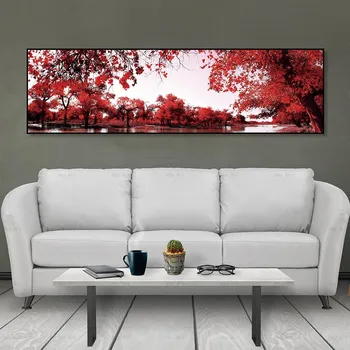 

Wall art pictures modern painting landscape canvas posters home decor picture Unframed prints red tree Painting