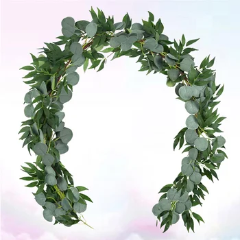 

1PC 2 Meter Artificial Eucalyptus Vines Hanging Simulated Willow Leaves for Wedding Decoration Party Balcony Bedroom