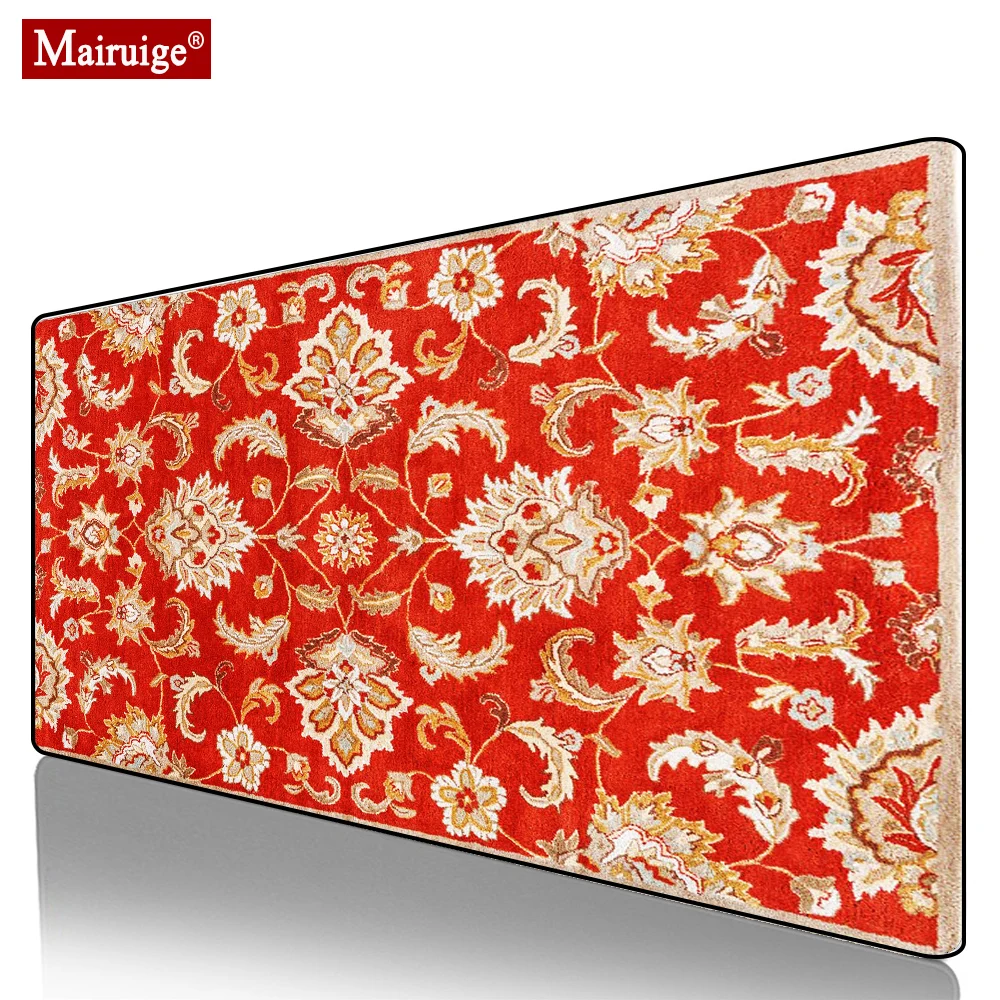 

Flower Red Persian Rug Mouse Pad XXL Gamer Desk Mat Large Keyboard Pad Gaming MousePad 90x40cm/80x30cm for Laptop Table Pads