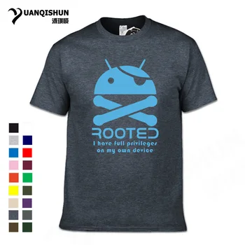

YUANQISHUN Boutique T-shirt 2018 Summer Android Rooted Funny T Shirt Pirate Skull Robot T Shirt Street Casual Custom Tshirt Tee