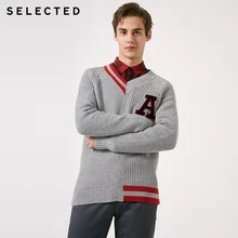 Отборный мужской весенний хлопковый свитер с v-образным вырезом и буквенным принтом, вязаный свитер S | 419124558