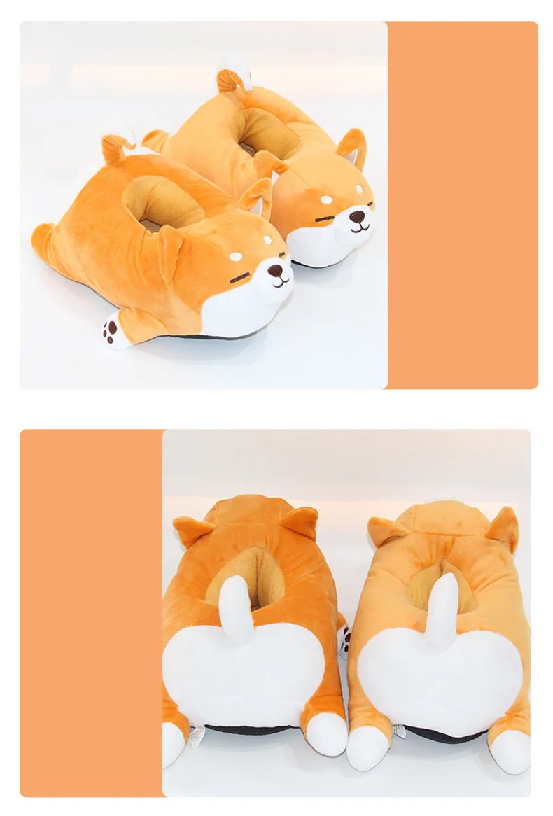 Man Women Funny Slipper 2021 Soft Cute Shiba Inu Dog Slippers Animal Puppy Couples Home Slippers Plush Cotton Household Shoes