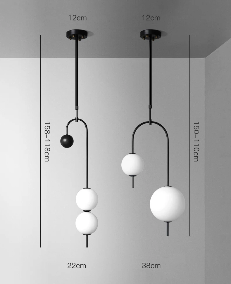 Nordic LED Glass Ball Chandelier Lighting Dining Room Creative Suspension Luminaire Kitchen Hanging Lamps Living Room Home Decor