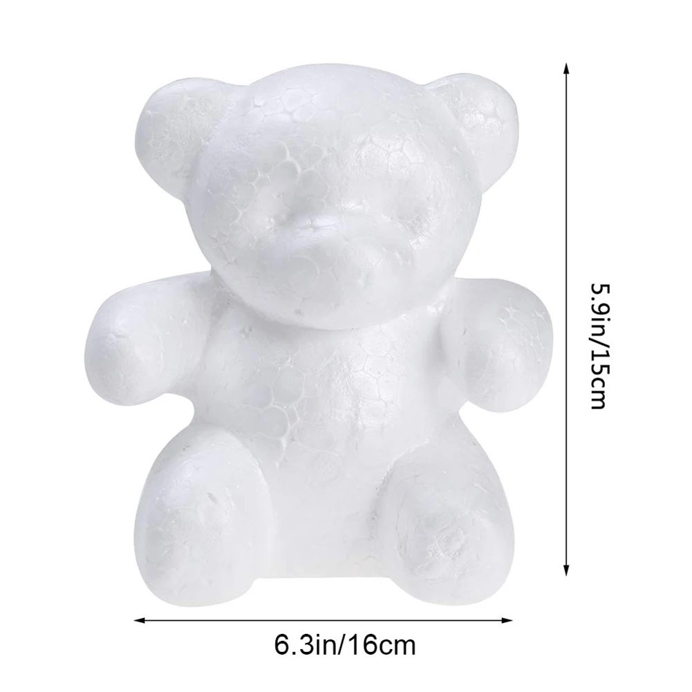 15CM Пасхальные вечерние 15 см/20 см/30 см пенополистирол белые украшения из пенопласта Медвежонок сердце шар для моделирования подарки ремесла цветок пенопласт медведь - Цвет: 15CM