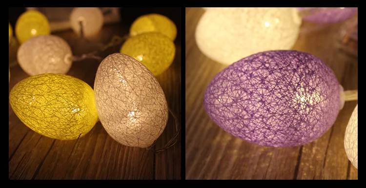 New Style 5 M round Ball LED Cotton Thread Painted Egg Lighting Chain Battery Christmas Easter Egg Party Decorative String