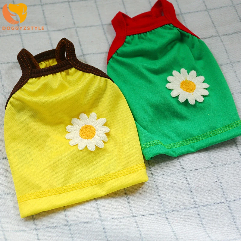 Dog Shirts Summer Pet Clothes Flower Printing T-shirt Vest For Small Medium Puppy Cat Cotton Yorkshire Shih Tzu Wholesa | Дом и сад