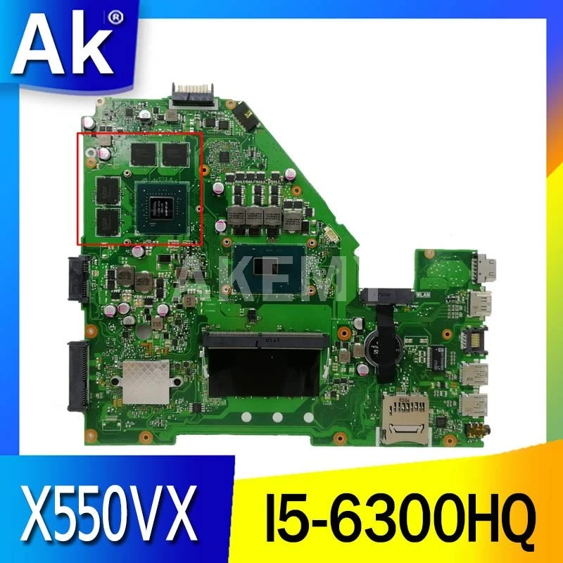 Akemy X550VQ placa madre para ASUS X550VX X550VQ FZ50VX FH5900V X550VX placa base de computadora portátil a prueba original I5-6300HQ GT940M 4GB de RAM