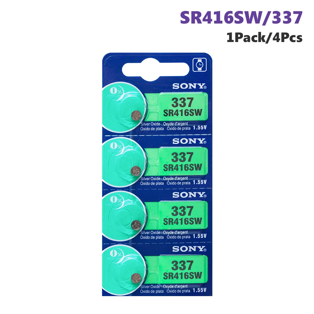 4pcs FOR SONY Original New Watch battery 337 SR416SW Silver 1.55V button cell battery for swatch watch LED Headphone