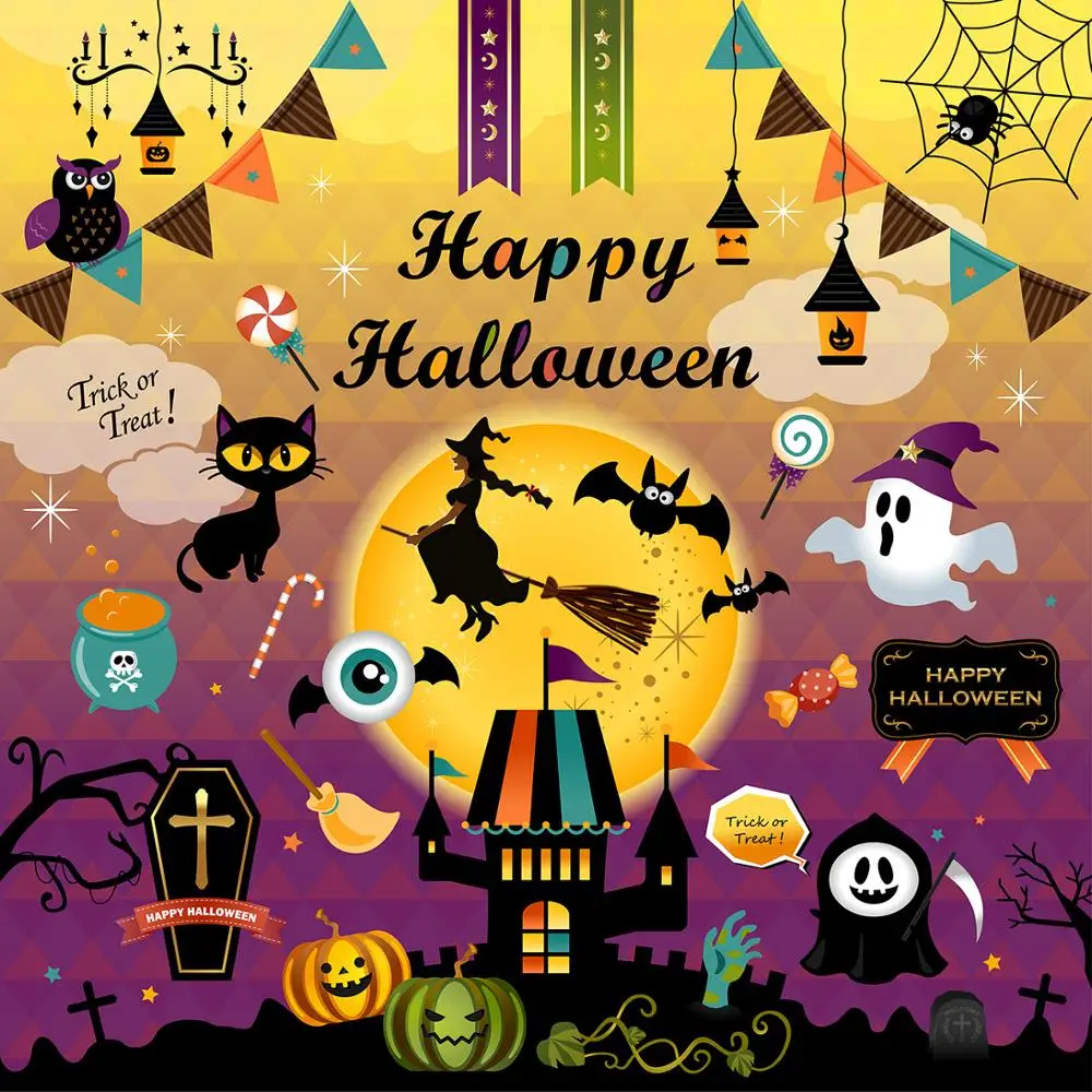 Fondo de Halloween bruja fantasma muerte dibujos animados Fondo vinilo  fotografía Fondo estudio Prop fiesta Banner|Fondo| - AliExpress