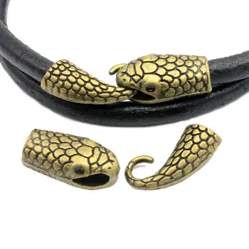

Snake Hook Clasps for Charm Snake Bracelet Making 6.5mm Hole for 6mm Round Cord Antique Bronze
