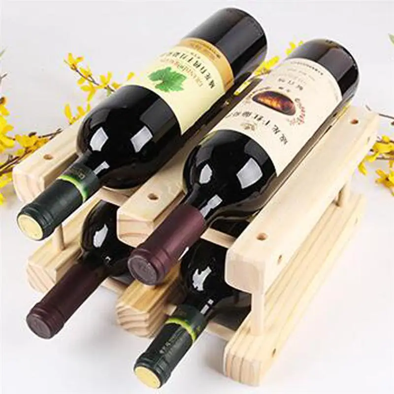 

Solid Wood Wine Rack European Style Bottle Display Stand Wine Holder Storage Organizer (Primary Color, For 6 Bottles)