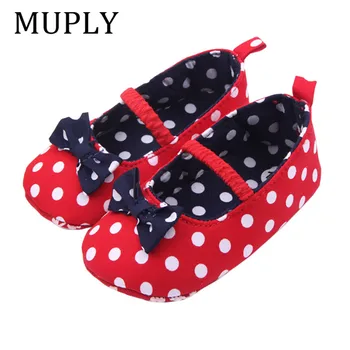 

Baby Girl Bow Shoes Baby Toddler Princess Dots Newborn Soft Cotton Toddler Crib Infant Little Kid Sole First Walker