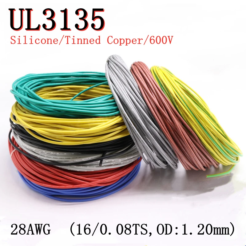 Силиконовый резиновый провод 1 м 28awg электронный медный изолированный