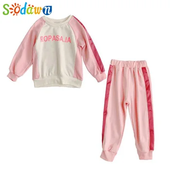 

Sodawn Girls Clothing Sets 2020 Autumn Winter Letter Printed Casual Sport Pant 2Pcs Outfit Toddler Children Clothing for 2-6Y